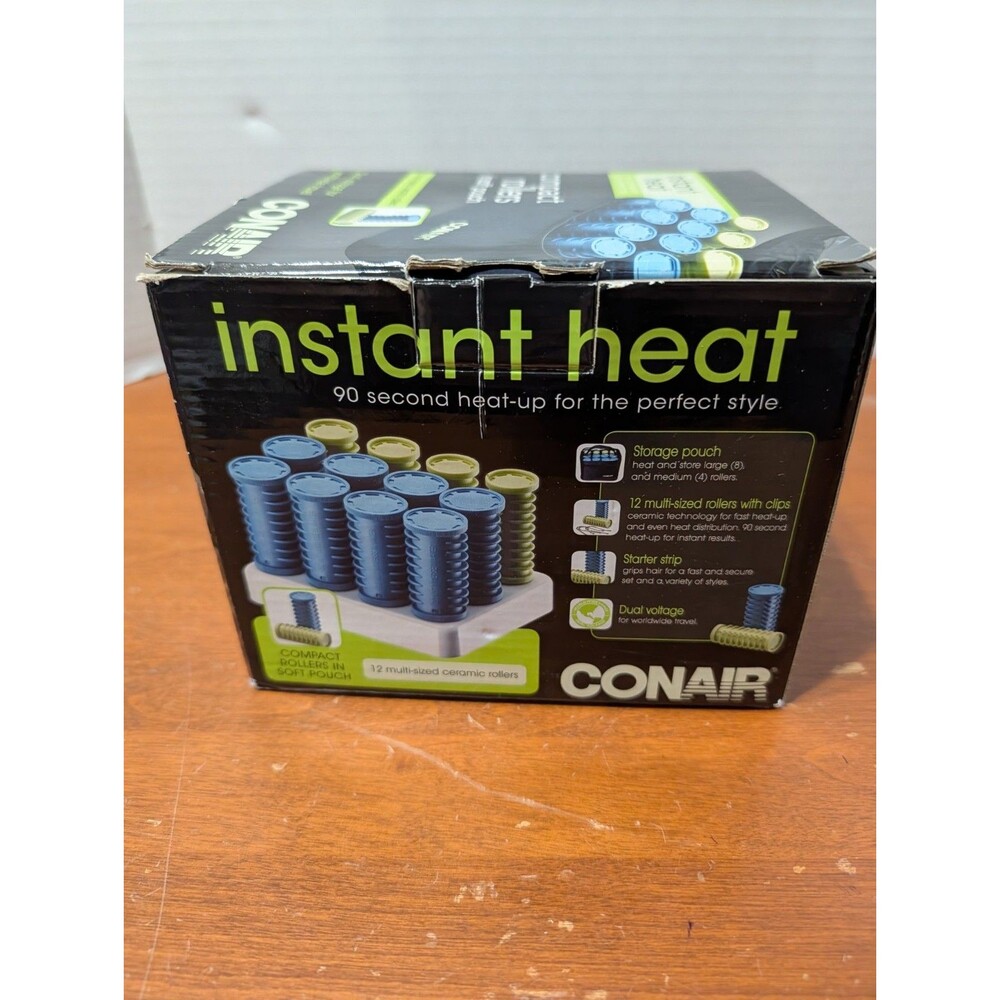Conair Instant Heat 12-Roller Compact Setter #HS28XR Ceramic Curlers Travel Case